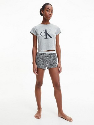 Grey Calvin Klein Pyjama Set - CK One Women Shorts | DINH-70869