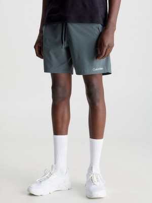 Grey Calvin Klein Quick-Dry Gym Men Shorts | YBQE-85034