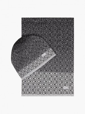Grey Calvin Klein Recycled And Beanie Gift Set Women Scarf | RBAQ-82165