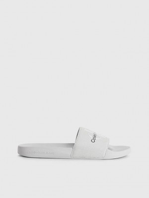 Grey Calvin Klein Recycled Canvas Sliders Men Slippers | RLHC-18725