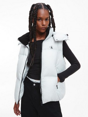 Grey Calvin Klein Recycled Nylon Down Women Vest | PTXD-45038