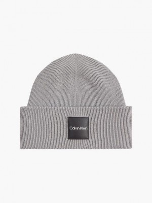 Grey Calvin Klein Recycled Organic Cotton Men Beanie | WCYP-61804
