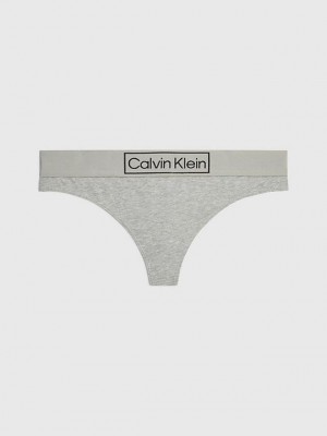 Grey Calvin Klein Reimagined Heritage Women Thong | EMKC-26345