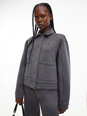 Grey Calvin Klein Relaxed Bonded Jersey Women Jacket | LAMI-63798