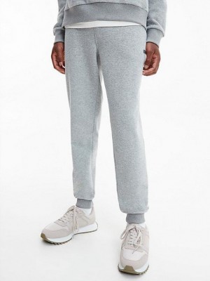 Grey Calvin Klein Relaxed Boucle Fleece Men Joggers | XQKV-50438