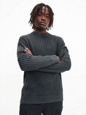 Grey Calvin Klein Relaxed Combed Cotton Jumper Men Sweater | DFEN-58319