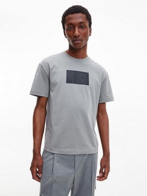 Grey Calvin Klein Relaxed Logo Men T-Shirt | ORXA-21457