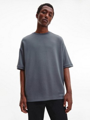 Grey Calvin Klein Relaxed Soft Scuba Men T-Shirt | ADSL-41982