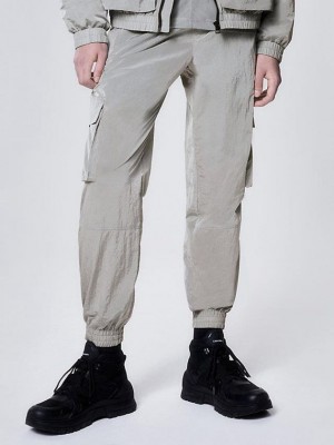 Grey Calvin Klein Shiny Nylon Cargo Men Pants | XDVR-81609