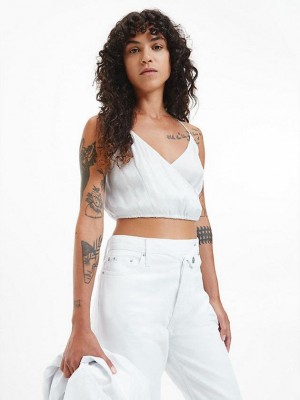 Grey Calvin Klein Silver Satin Camisole Women Top | BGQJ-38041