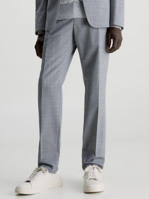 Grey Calvin Klein Slim Wool Blend Men Pants | ZDGR-80951
