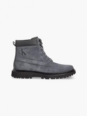 Grey Calvin Klein Suede Men Boots | WQDK-32809