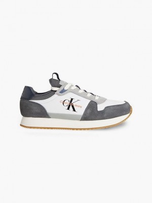 Grey Calvin Klein Suede Men Sneakers | XDMN-14206