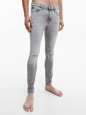 Grey Calvin Klein Super Skinny Men Jeans | HSEN-82397