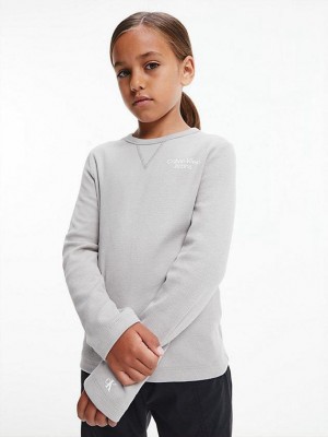 Grey Calvin Klein Textured Long Sleeve Top Boys's Sweatshirt | HIOQ-04865