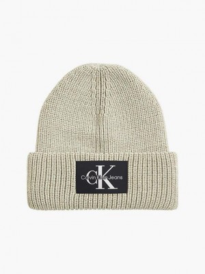 Grey Calvin Klein Wool Blend Men Beanie | GEJH-60178