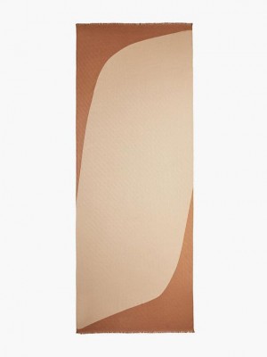 Khaki Calvin Klein Logo Jacquard Women Scarf | FLBU-89763