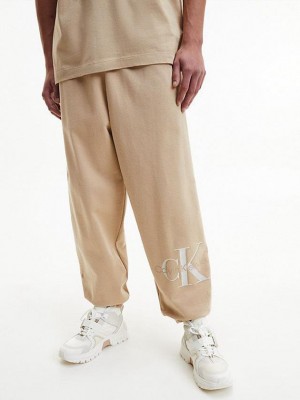 Khaki Calvin Klein Oversized Monogram Men Joggers | GMBE-45186
