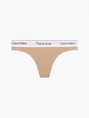 Khaki Calvin Klein Pride Women Thong | TUSD-58214