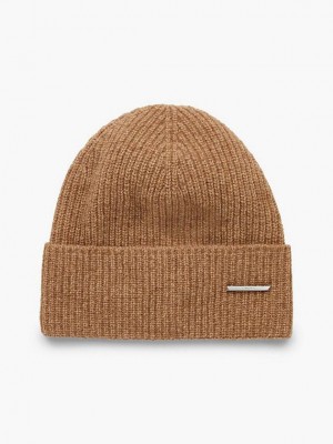Khaki Calvin Klein Recycled Wool Blend Men Beanie | BCZY-25419