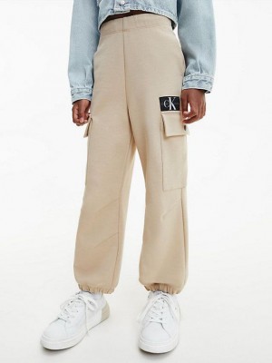 Khaki Calvin Klein Relaxed Cargo Girls's Joggers | WYNB-57329