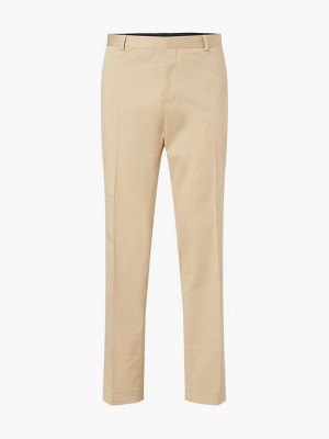 Khaki Calvin Klein Tencel Twill Straight Men Pants | RGCA-34091