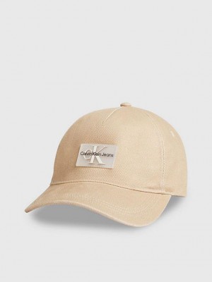 Khaki Calvin Klein Twill Men Cap | DJZV-76034
