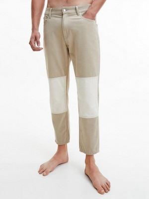 Khaki Calvin Klein Two Tone Dad Men Jeans | XYZP-65941