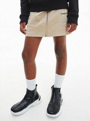 Khaki Calvin Klein Zipped Girls's Skirt | ZCFS-73125