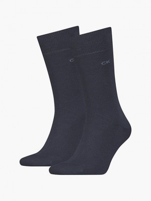 Navy Calvin Klein 2 Pack Classic Crew Men Socks | PMXN-30529
