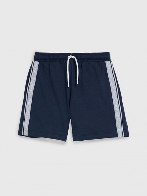 Navy Calvin Klein Beach - Logo Tape Men Shorts | XFQR-74639