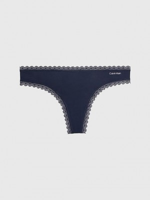 Navy Calvin Klein Flirty Women Thong | WDCO-94307