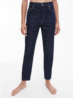 Navy Calvin Klein High Rise Mom Women Jeans | QLAS-85672