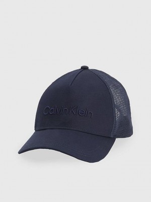 Navy Calvin Klein Organic Cotton Trucker Men Cap | IJHX-14258