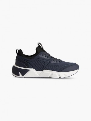 Navy Calvin Klein Recycled Knit Men Sneakers | OMYR-18420
