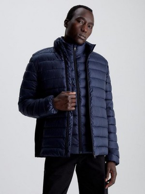 Navy Calvin Klein Recycled Puffer Men Jacket | JRHQ-52837