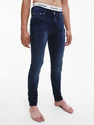 Navy Calvin Klein Super Skinny Men Jeans | ZJUR-29685