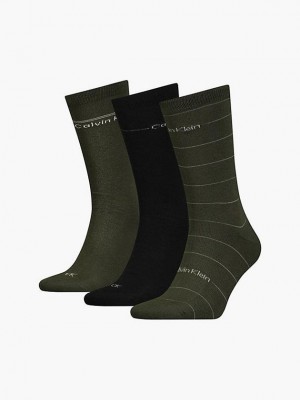 Olive Calvin Klein 4 Pack Crew Gift Set Men Socks | FMNH-96504