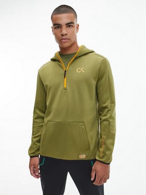 Olive Calvin Klein Balaclava Men Hoodie | QANO-09725