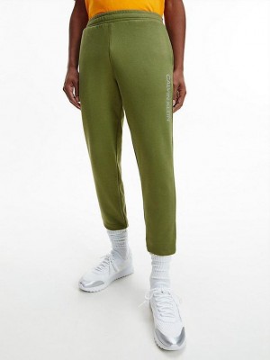 Olive Calvin Klein Cotton Terry Men Joggers | SDFE-95743