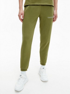 Olive Calvin Klein Cotton Terry Women Joggers | LZIX-36175