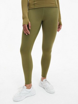 Olive Calvin Klein Gym Women Leggings | RYBA-14680