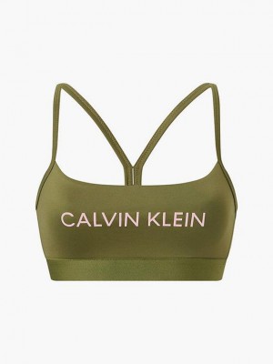 Olive Calvin Klein Low Impact Sports Women Bra | RPBI-62013