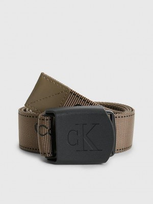 Olive Calvin Klein Recycled Webbing Men Belt | KWRZ-68143