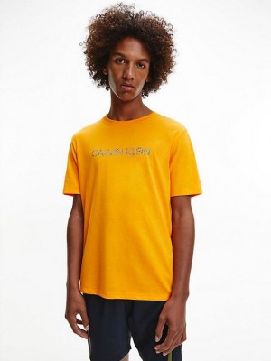 Orange Calvin Klein Logo Gym Men T-Shirt | MIJL-42931