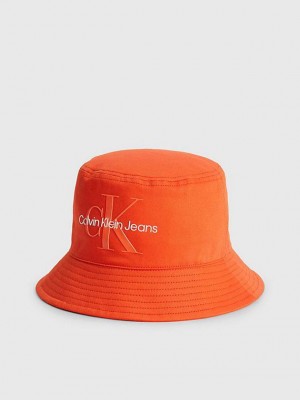 Orange Calvin Klein Organic Cotton Bucket Women Cap | QXRC-70593