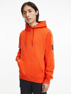 Orange Calvin Klein Organic Cotton Men Hoodie | JKBI-69274