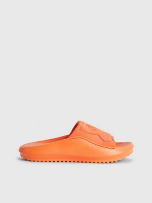 Orange Calvin Klein Recycled Hybrid Sliders Women Slippers | DZJE-14789