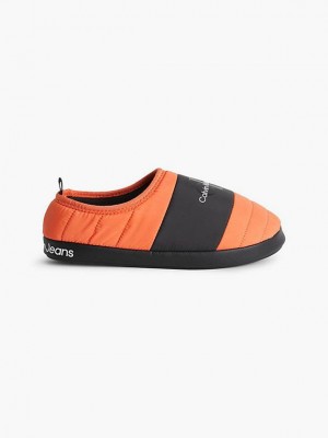 Orange Calvin Klein Recycled Quilted Men Slippers | SLRT-46109