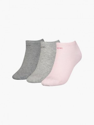 Pink Calvin Klein 3 Pack Ankle Women Socks | ZIMB-26485